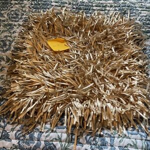 Gold Shaggy Decorative Pillow Cover Approximately 18x18”